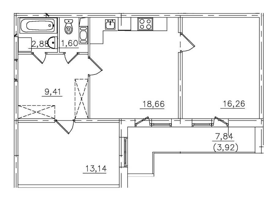 Двухкомнатная квартира в : площадь 65.87 м2 , этаж: 2 – купить в Санкт-Петербурге